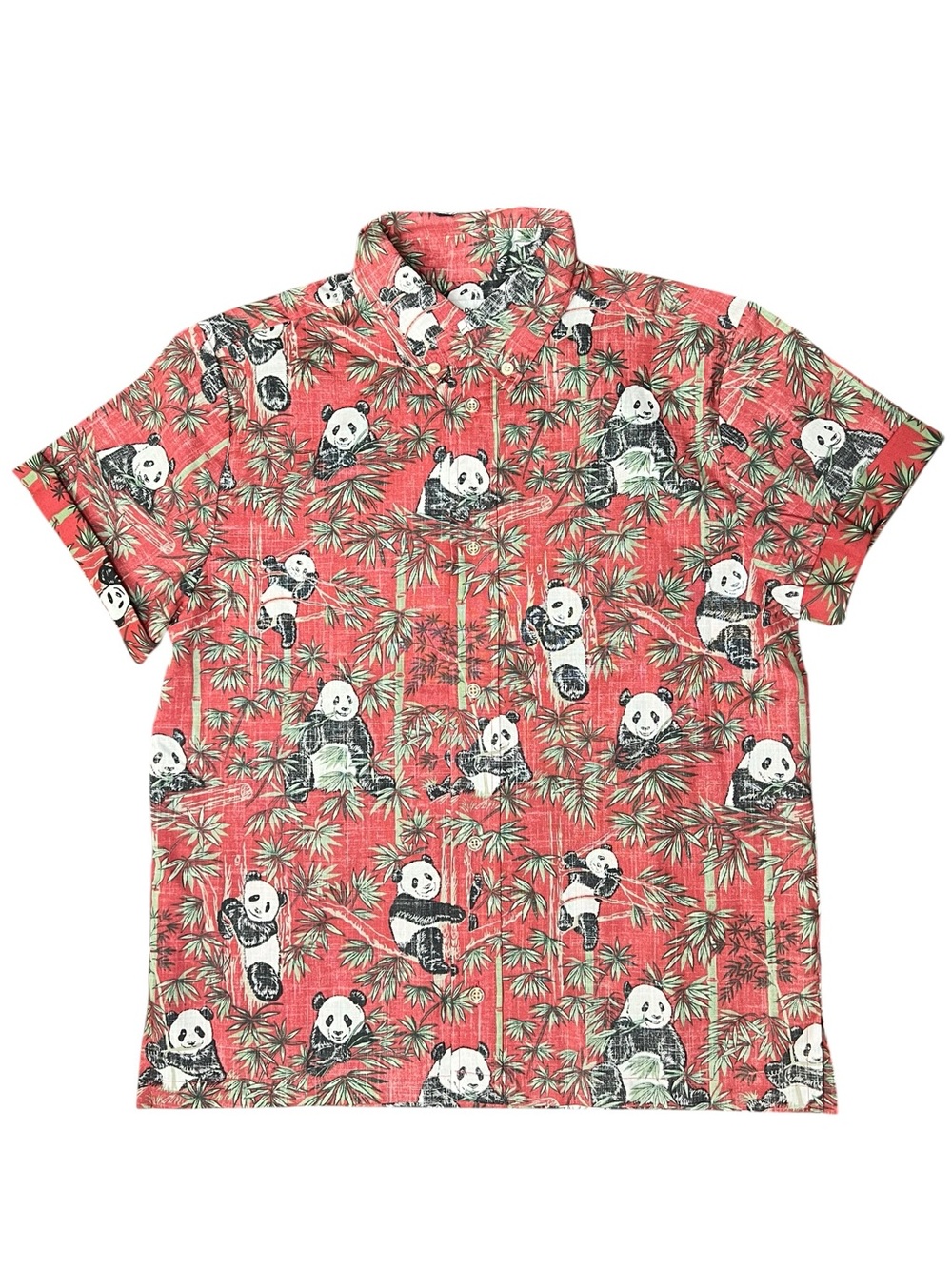 reyn spooner Red Panda Print Button-Down Shirt Youth XL Fun Whimsical Summer Kid